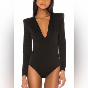 GRLFRND Eryka Black Deep V-Neck Bodysuit